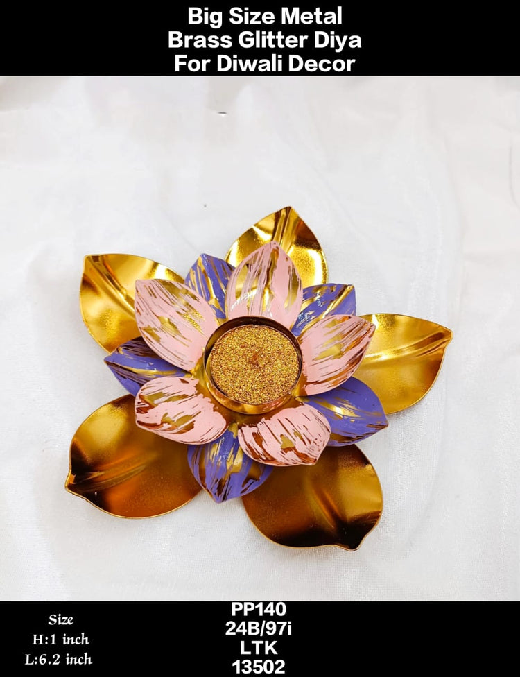 🪔 Lotus Metal Brass Wax Candle Diya – Elegant Home Décor