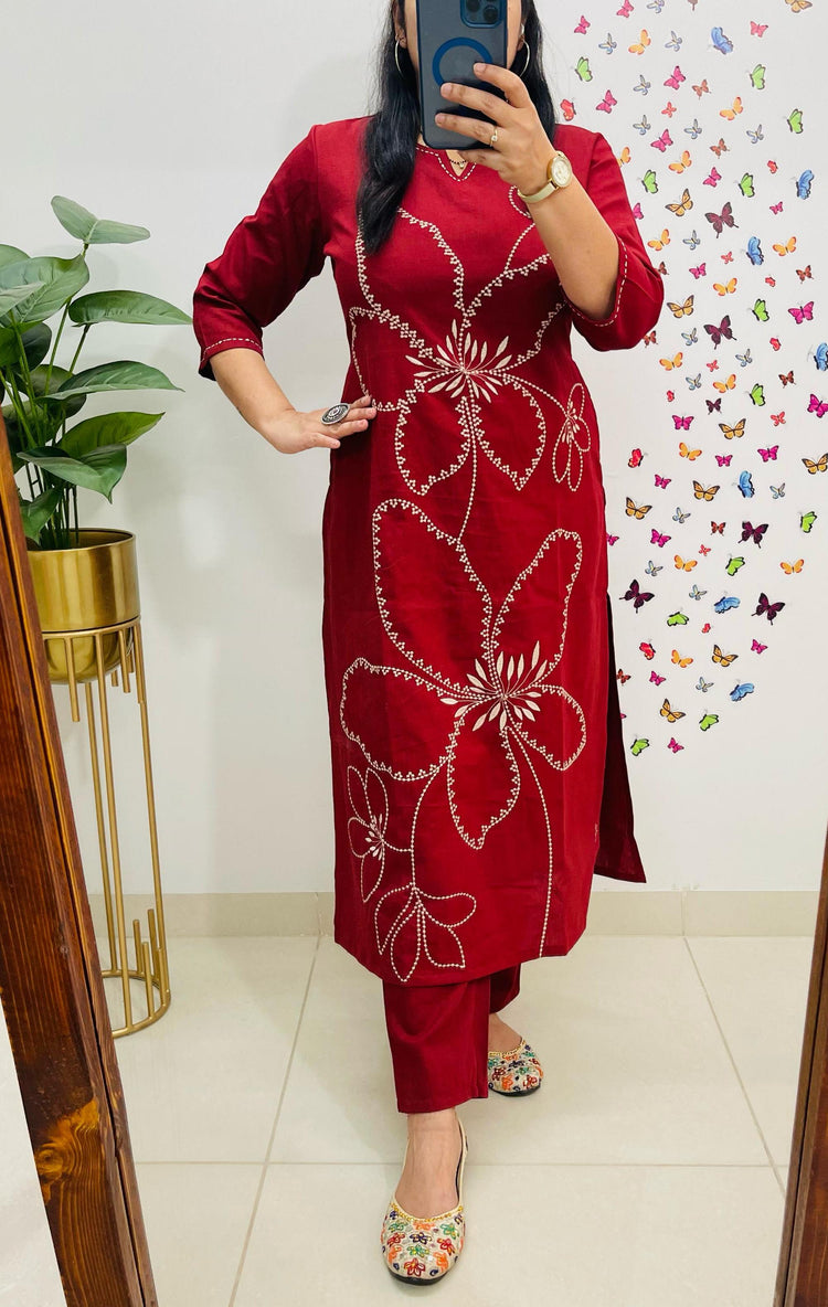 Elegant Everyday Kurti – Available in Red, Blue, White & Black
