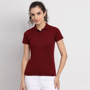 Ketex Maroon Cotton Blend Polo Neck Tshirt