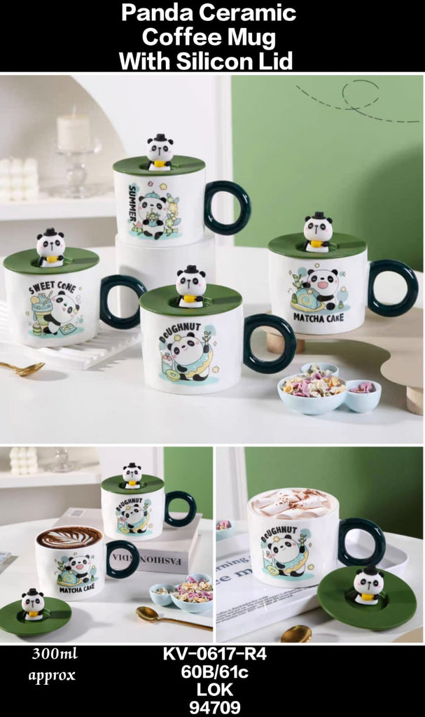 Panda mug with silicon lid